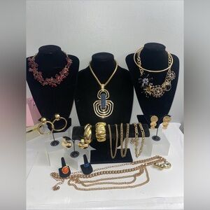 Heavy Chunky Vintage Necklace, Bracelet,Earrings Belt,Jewelry Lot
